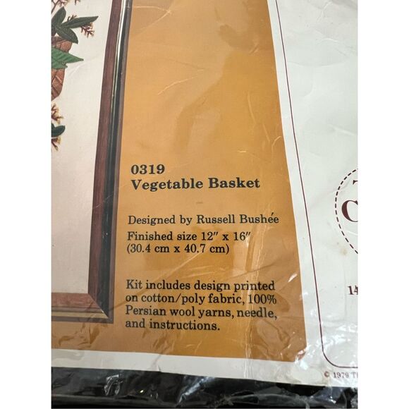 New Vintage 1979 CREATIVE CIRCLE 0319 VEGETABLE BASKET Embroidery Russell Bushee - Picture 2 of 4